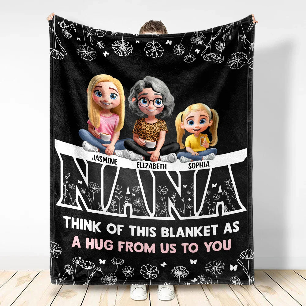 Gift For Mother, Mom - Children, Happy - Mom & Children Think Of This Blanket As A Hug - Personalized Fleece Blanket, Sherpa Blanket