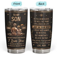 Gift For Children,Inspirational,Gift For Daughter,Vector - Mom & Daughter Son Just Do Your Best - Personalized Tumbler