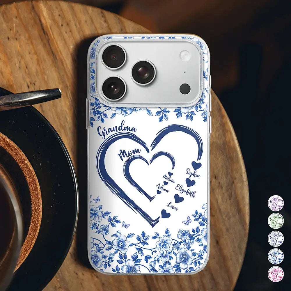 Gift For Wife,Gift For Mother,Gift For Grandma,Love,Family,Non-Eng,Icon - Mom Grandma Sweethearts Toile - Personalized Clear Phone Case