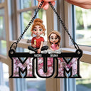 Mom Nana Sitting With Children - Personalized Window Hanging Suncatcher Ornament