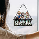 Mom Nana Sitting With Children - Personalized Window Hanging Suncatcher Ornament