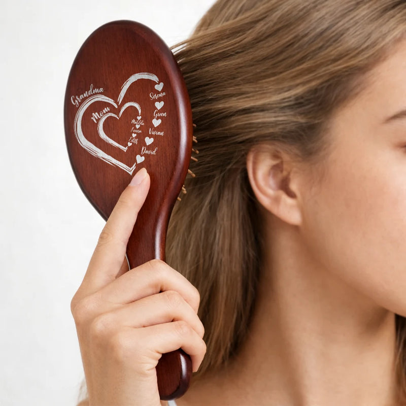 Mom's Grandma's Sweethearts - Personalized Wooden Hair Brush