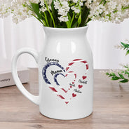Gift For Mother, Gift For Grandma, Love, Gift For Wife, Independence Day - Mom's Grandma's Sweethearts Independence Day - Personalized Ceramic Flower Vase