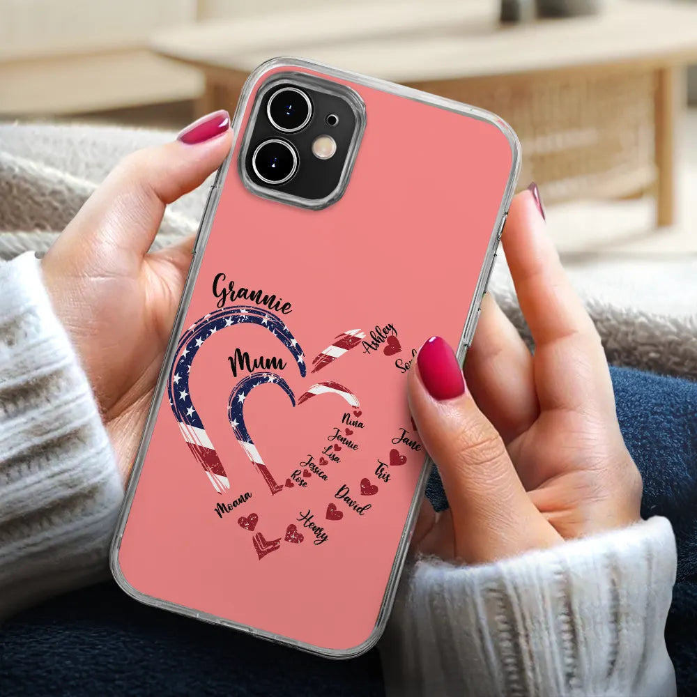 Gift For Mother,Gift For Grandma,Love,Gift For Wife,Independence Day - Mom's Grandma's Sweethearts Independence Day - Personalized Clear Phone Case