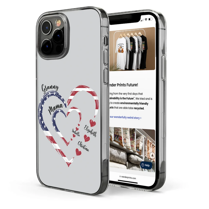 Gift For Mother,Gift For Grandma,Love,Gift For Wife,Independence Day - Mom's Grandma's Sweethearts Independence Day - Personalized Clear Phone Case