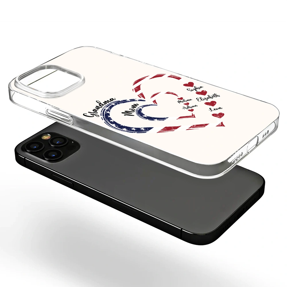 Gift For Mother,Gift For Grandma,Love,Gift For Wife,Independence Day - Mom's Grandma's Sweethearts Independence Day - Personalized Clear Phone Case