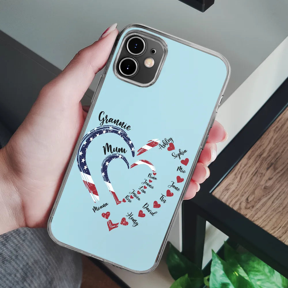 Gift For Mother,Gift For Grandma,Love,Gift For Wife,Independence Day - Mom's Grandma's Sweethearts Independence Day - Personalized Clear Phone Case