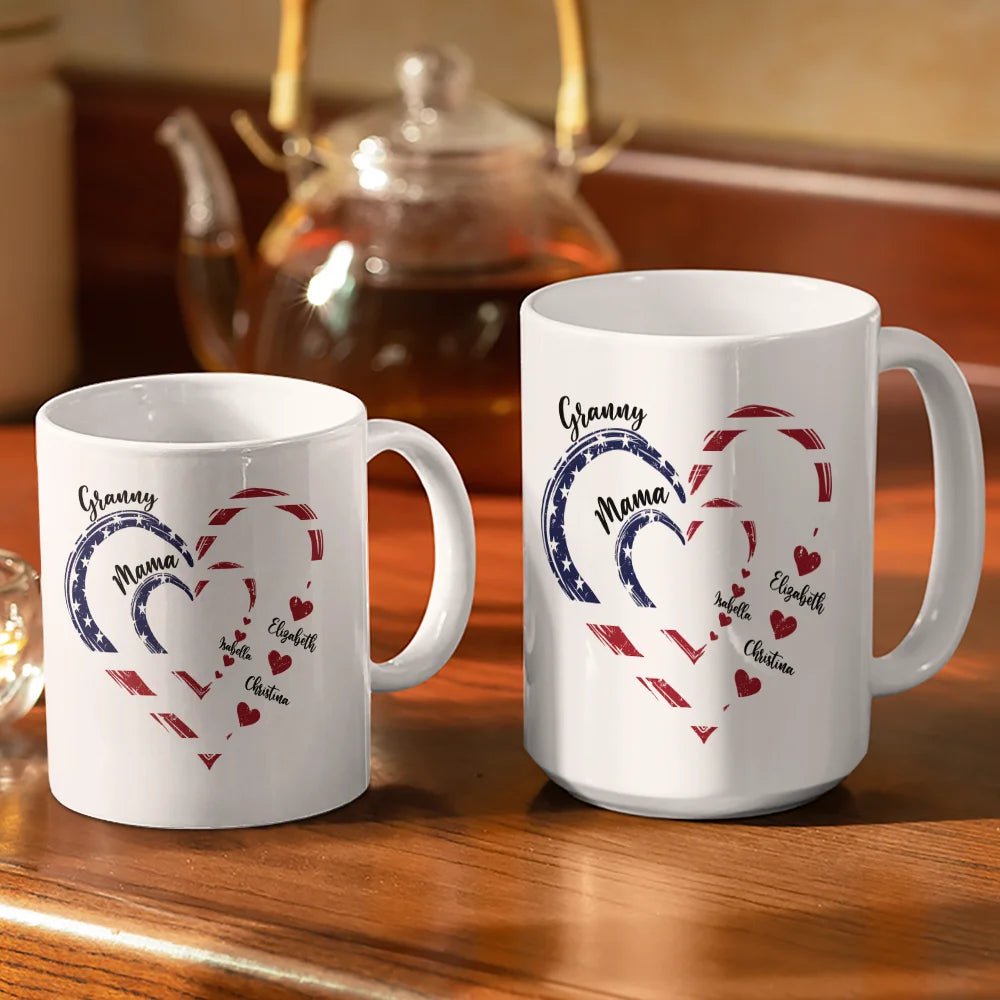 Gift For Mother,Gift For Grandma,Love,Gift For Wife,Independence Day - Mom's Grandma's Sweethearts Independence Day - Personalized White Edge-to-Edge Mug