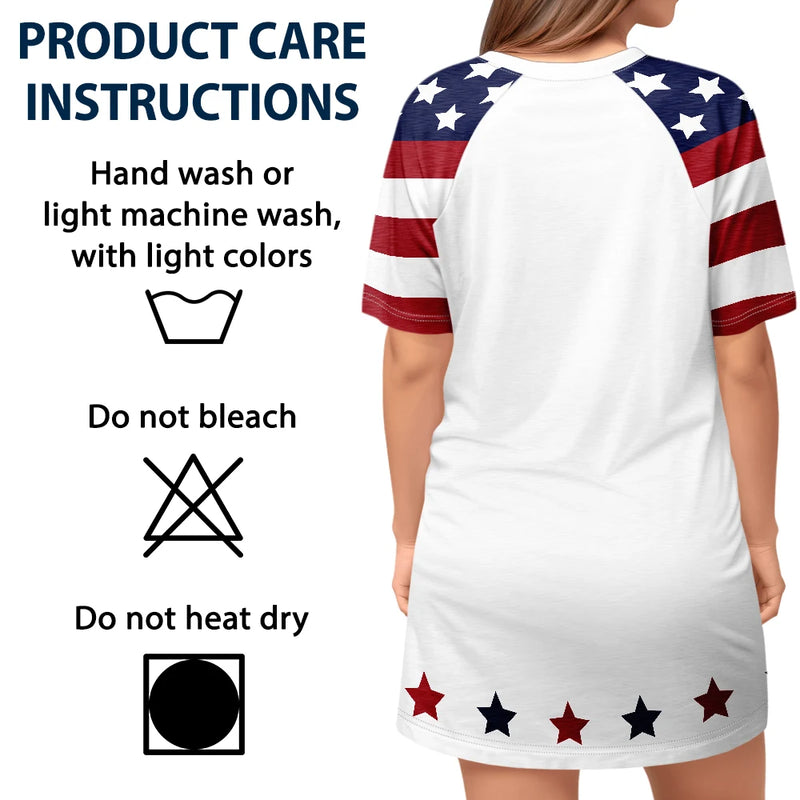 Gift For Mother,Gift For Grandma,Gift For Wife,Independence Day,Happy - Mom's Grandma's Sweethearts Independence Day - Personalized Women's Sleep Tee