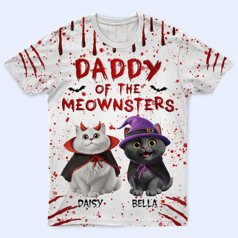 Mommy Daddy Of The Meownsters - Personalized Full Print T Shirt
