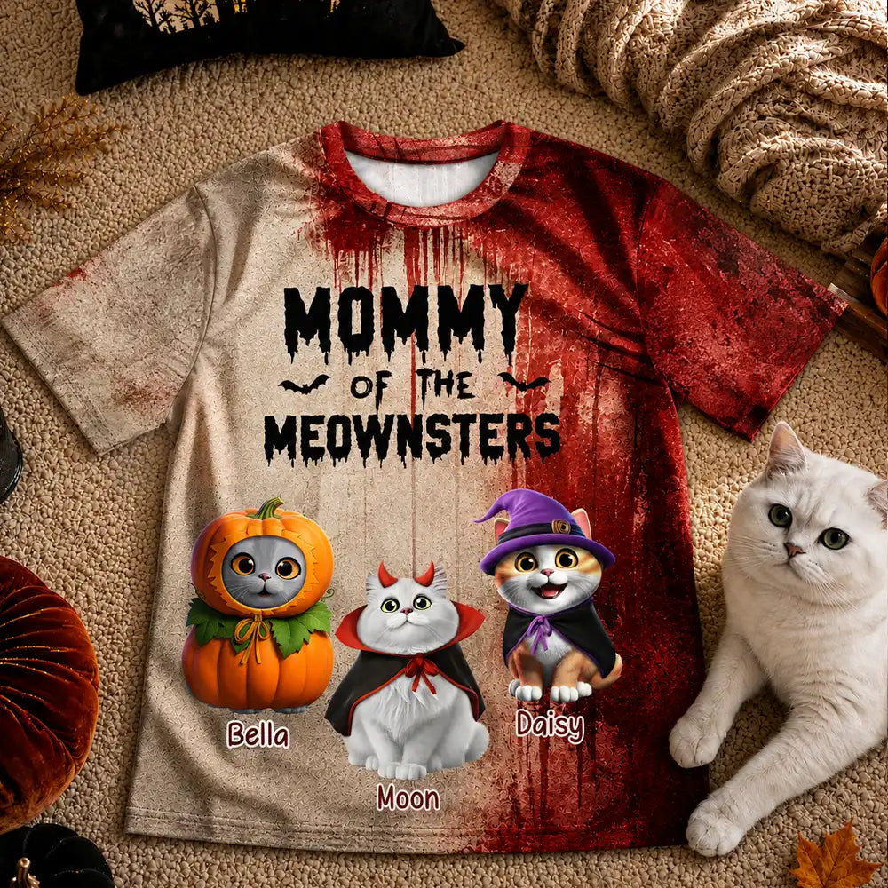 Mommy Of The Meowsters Cat Lovers Halloween - Personalized Full Print T Shirt