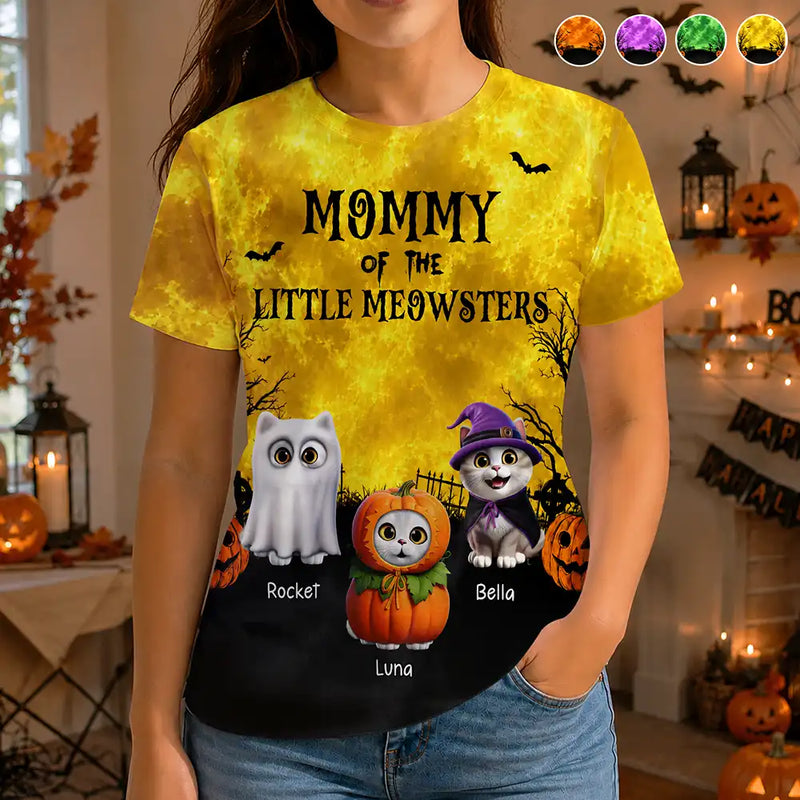 Playful,Halloween,Pet Lovers,Vector - Mommy Of Little Meowster - Personalized Full Print T Shirt