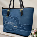 Gift For Mother, Gift For Grandma, Grandma - Grandkids, Happy - Mommy's Little Sweethearts - Personalized Leather Tote Bag