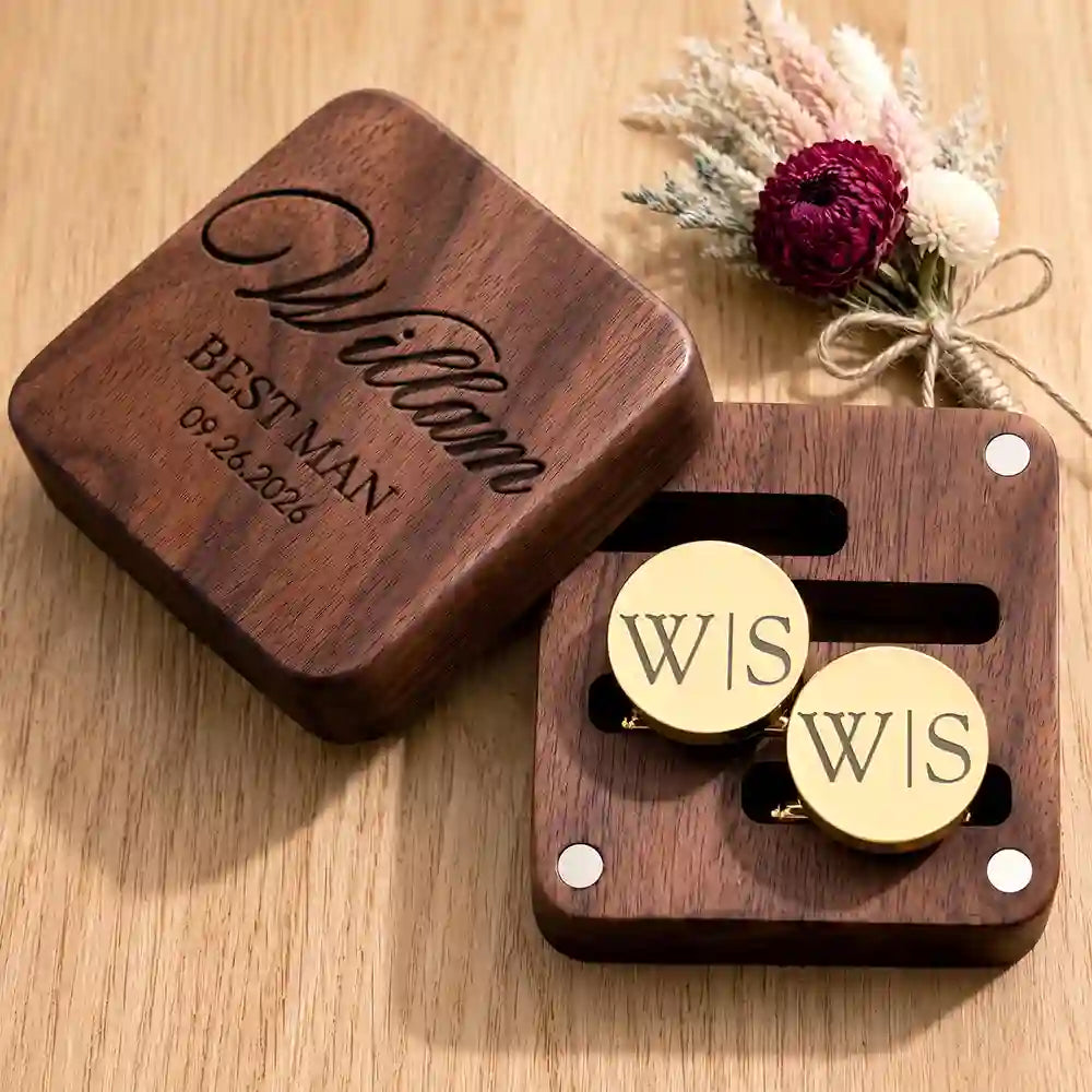 Monogram Best Man Groomsman Wedding Gifts - Personalized Circular Cufflinks
