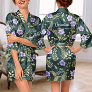 Confident, Bachelorette, Gift For Yourself, Gift For Women, Icon, Monogram - Monogram Birth Flower Bride, Bridesmaids, Mom, Daughter, Bachelorette - Personalized Satin Robe