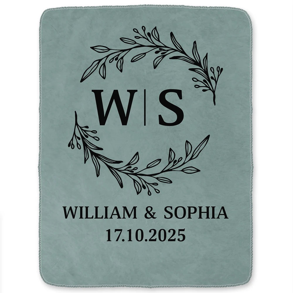 Gift For Couples,Old Couples,Gift For Husband,Gift For Wife,Gift For Boyfriend,Gift For Girlfriend,Love,Top Market - Monogram Couple's Names - Personalized Fleece Blanket, Sherpa Blanket