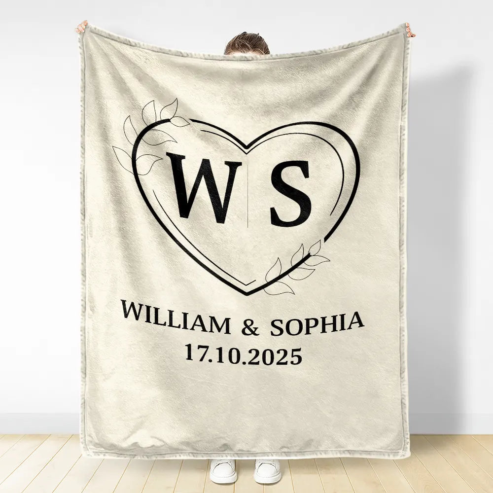 Gift For Couples,Old Couples,Gift For Husband,Gift For Wife,Gift For Boyfriend,Gift For Girlfriend,Love,Top Market - Monogram Couple's Names - Personalized Fleece Blanket, Sherpa Blanket