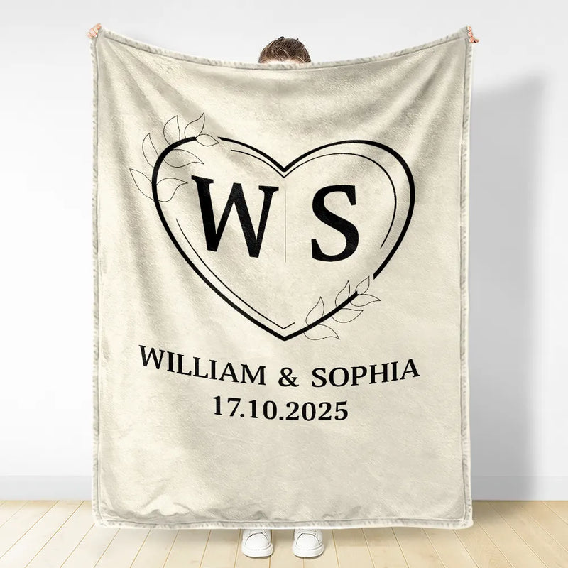 Gift For Couples,Old Couples,Gift For Husband,Gift For Wife,Gift For Boyfriend,Gift For Girlfriend,Love,Top Market - Monogram Couple's Names - Personalized Fleece Blanket, Sherpa Blanket