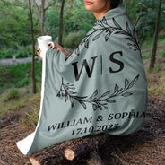 Gift For Couples,Old Couples,Gift For Husband,Gift For Wife,Gift For Boyfriend,Gift For Girlfriend,Love,Top Market - Monogram Couple's Names - Personalized Fleece Blanket, Sherpa Blanket