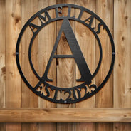 Happy,Family,Parents,Gift For Grandparents - Monogram Family Name - Personalized Cutout Metal Sign