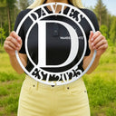 Happy,Family,Parents,Gift For Grandparents - Monogram Family Name - Personalized Cutout Metal Sign