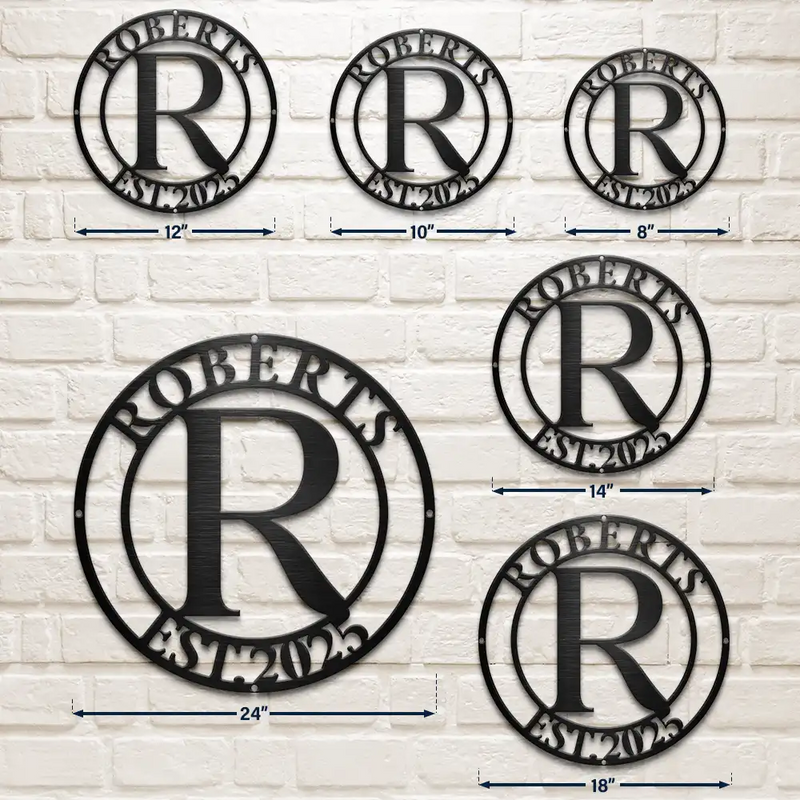 Happy,Family,Parents,Gift For Grandparents - Monogram Family Name - Personalized Cutout Metal Sign