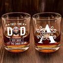 Gift For Husband, Gift For Yourself, Gift For Father, New Dad, New baby, Happy, Funny - Monogram First Time Dad Est - Personalized Whiskey Glass