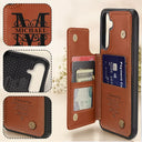 Gift For Yourself,Gift For Women,Gift For Men,Happy - Monogram Initial - Personalized Leather Flip Wallet Phone Case