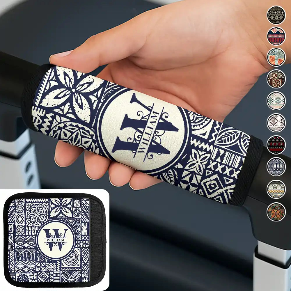 Gift For Yourself,Summer,Travel,Happy,Gift For Women,Gift For Men - Monogram Initial Tribal Pattern - Personalized Luggage Handle Wrap