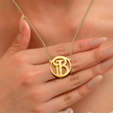 Gift For Couples,Gift For Wife,Gift For Girlfriend,Love,Gift For Women - Monogram Interwined Initials Couple - Personalized Letter Necklace