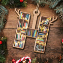 Christmas,Reading,Gift For Yourself,Happy - Monogram Letter Bookish Keepsake - Personalized Custom Shaped Wooden Ornament