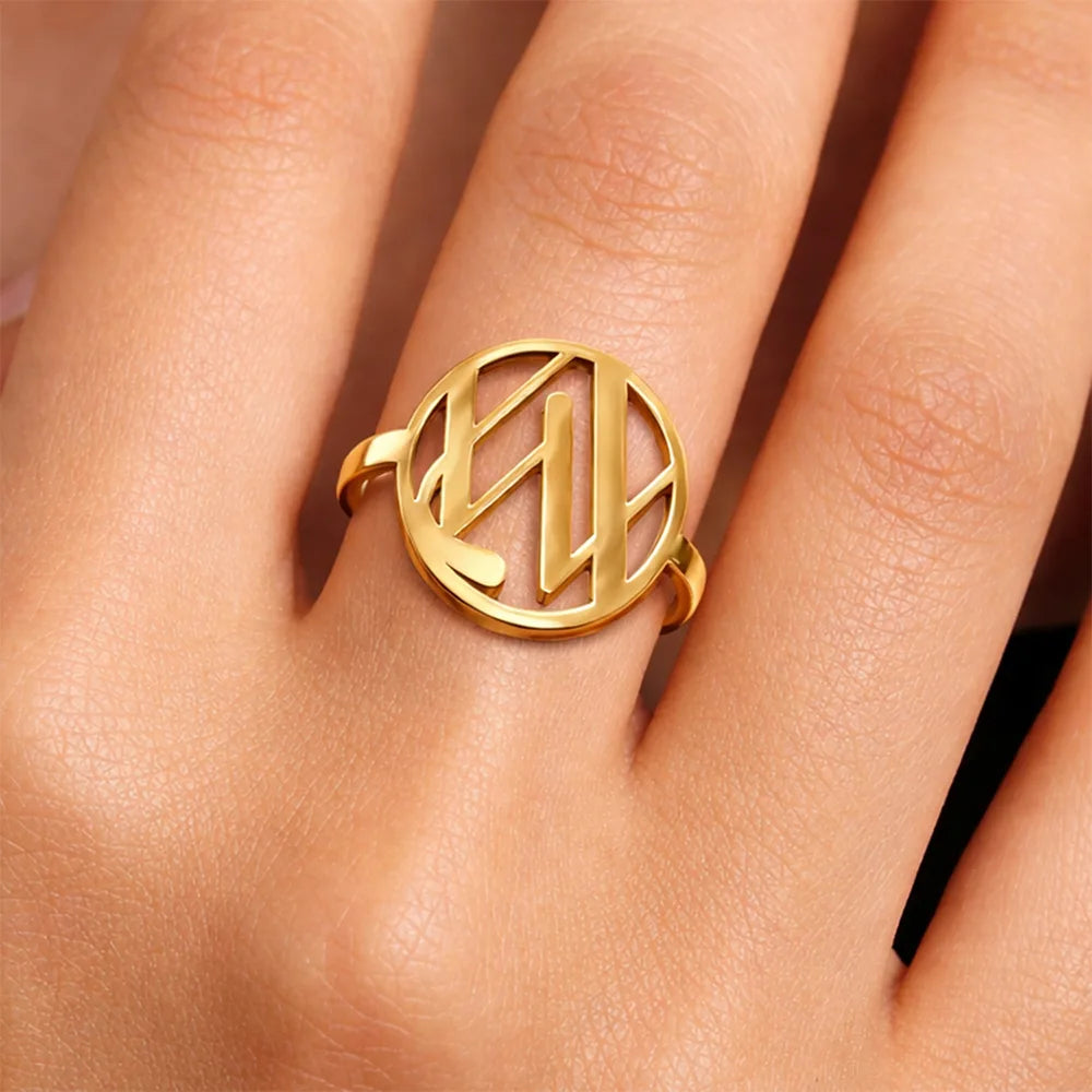 Monogram Monogram Interwined Initials Couple Women - Personalized Custom Shaped Ring