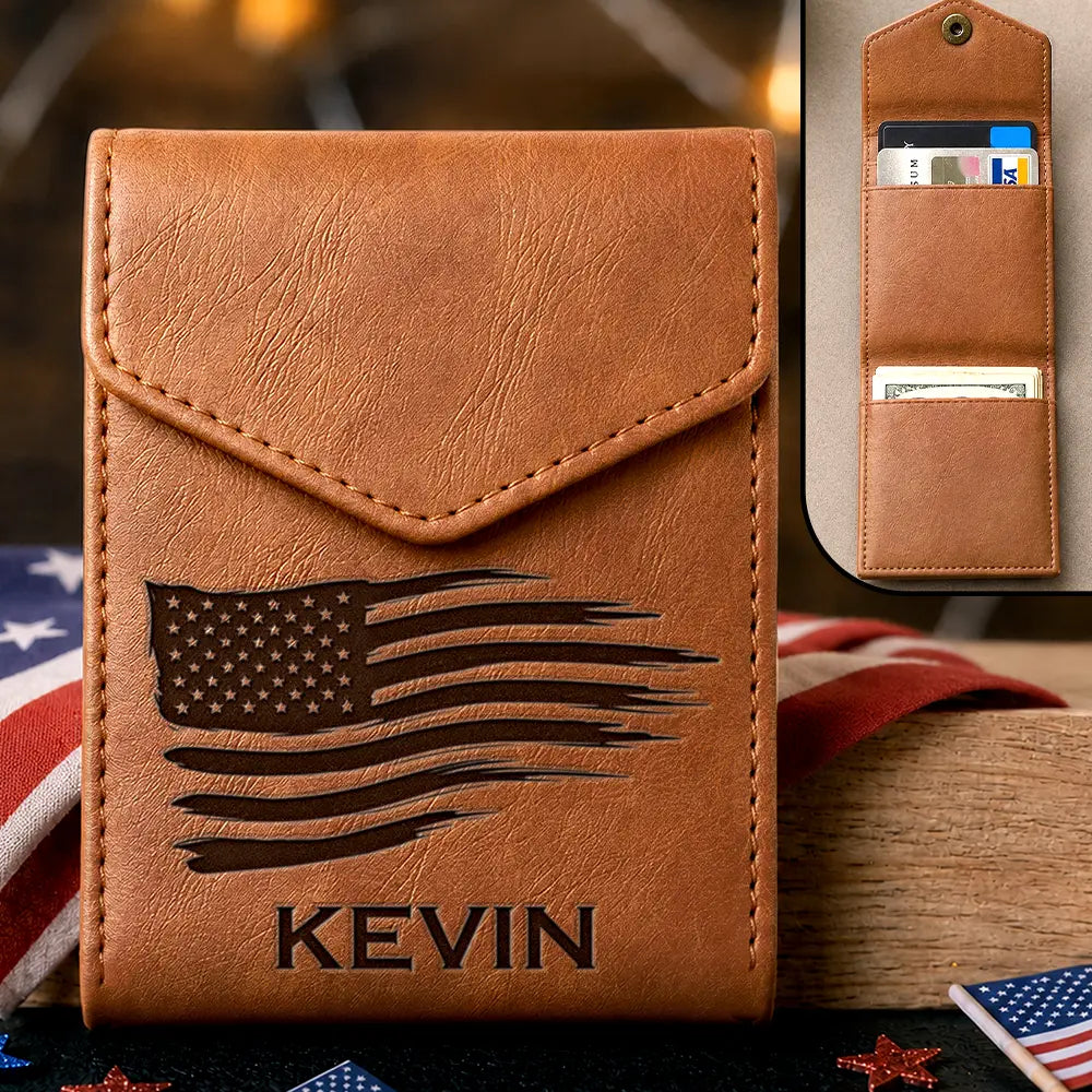 Monogram Name Initial - Personalized Leather Slim Wallet