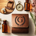 Gift For Husband,Gift For Boyfriend,Gift For Men,Happy - Monogram Name Simple Keepsake - Personalized Leather Watch Case