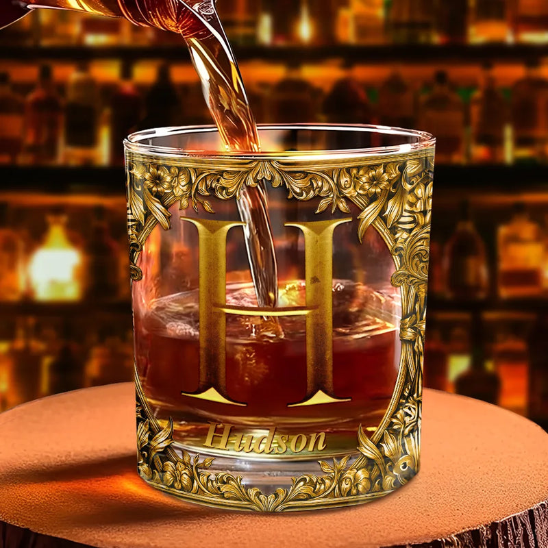 Gift For Yourself,Gift For Women,Happy - Monogram Old Fashioned Gift Whiskey Spirit - Personalized Whiskey Glass