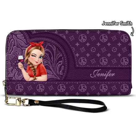 Monogram Simple Style - Personalized Leather Long Wallet