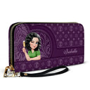 Gift For Mother,Gift For Yourself,Happy - Monogram Simple Style - Personalized Leather Long Wallet