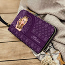 Gift For Mother,Gift For Yourself,Happy - Monogram Simple Style - Personalized Leather Long Wallet