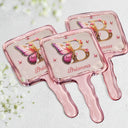 Gift For Yourself,Gift For Women,Happy,Gift For Daughter,Gift For Bestie,Gift For Sisters - Monogrammed Alphabet Butterfly - Personalized Handheld Mirror