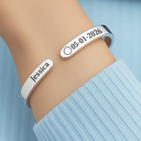 New Dad,New Mom,New baby,Gift For Father,Gift For Mother,Happy - Moon Phase Icon The Day You Became My Dad Mom - Personalized Bangle Bracelet Cuff