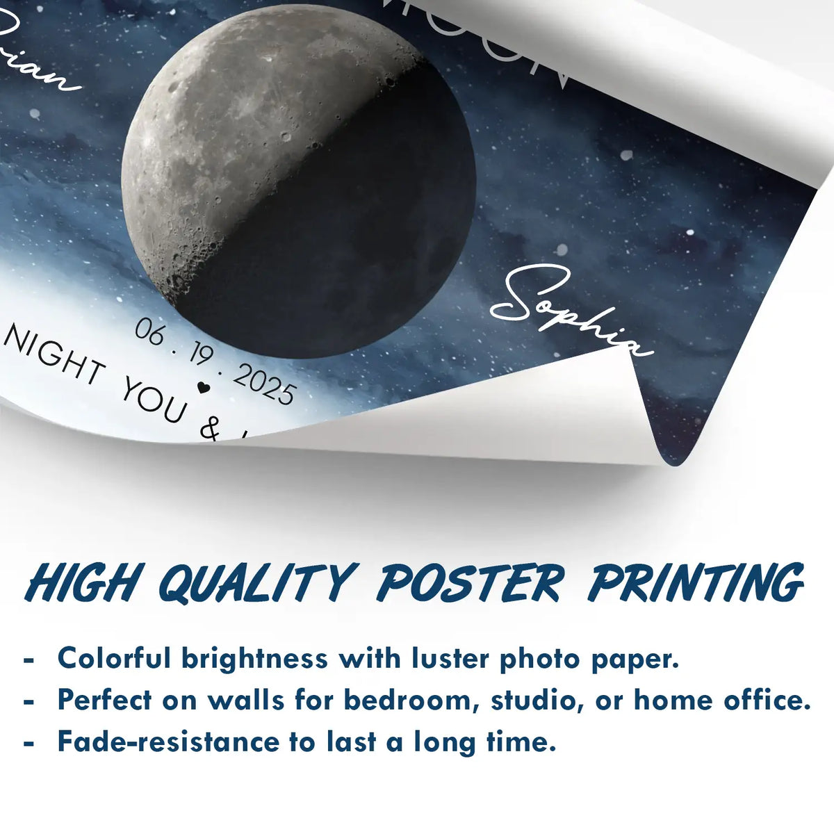 Wedding Anniversary,Gift For Couples,Gift For Husband,Gift For Wife,Gift For Boyfriend,Gift For Girlfriend,Happy - Moon Phase Our Moon The Start Of Our Us Anniversary Gift - Personalized Poster