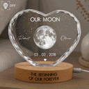 Gift For Couples,Gift For Husband,Gift For Wife,Gift For Boyfriend,Gift For Girlfriend,Parents,Gift For Mother,Gift For Father,Married ,Engaged,Love - Moon Phase The Beginning Of Our Forever - Personalized Crystal Heart Shaped Lamp