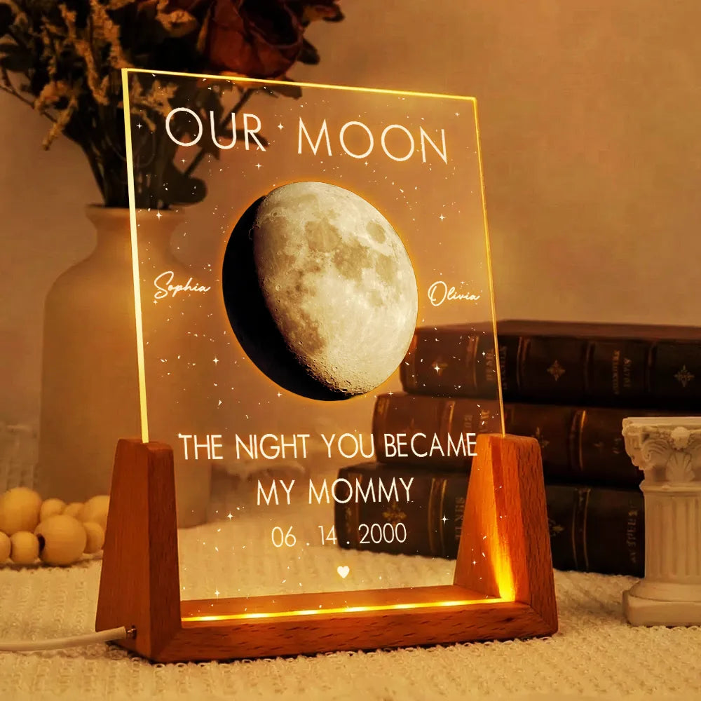 Gift For Couples,Gift For Husband,Gift For Wife,Gift For Boyfriend,Gift For Girlfriend,Parents,Gift For Mother,Gift For Father,Married ,Engaged,Love - Moon Phase The Beginning Of Our Forever - Personalized Night Light