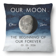Gift For Couples,Gift For Husband,Gift For Wife,Gift For Boyfriend,Gift For Girlfriend,Parents,Gift For Mother,Gift For Father,Married ,Engaged,Love - Moon Phase The Beginning Of Our Forever - Personalized Pillow