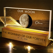 Gift For Couples,Gift For Husband,Gift For Wife,Gift For Boyfriend,Gift For Girlfriend,Parents,Gift For Mother,Gift For Father,Married ,Engaged,Love - Moon Phase The Beginning Of Our Forever - Personalized Rectangle LED Light