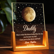 Mom - Children,Happy,Love,Gift For Mother,Mom - Daughters (Adult),Mom - Daughters (Young),Mom - Sons - Moon Phase The Date You Became My Mom - Personalized Night Light