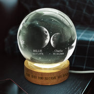 Gift For Father,Gift For Grandpa,Gift For Mother,Gift For Grandma,Non-Eng,Moon Phase,Proud - Moon Phase The Day You Became My Dad Granpda - Personalized Crystal Globe Lamp