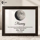New Mom,Sentimental,Gift For Mother,Moon Phase - Moon Phase The Day You Became My Mom - Personalized LED Light Shadow Box