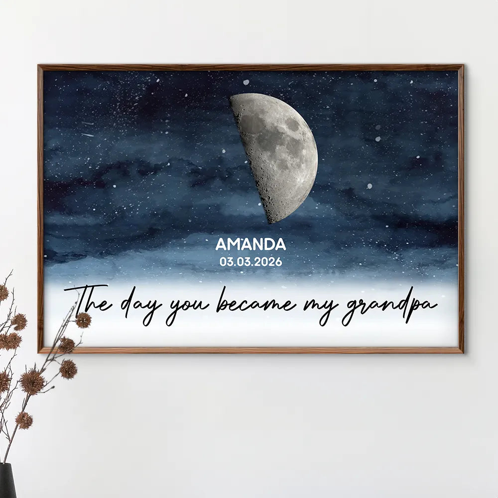 Love,Family,Parents,Gift For Grandparents,Gift For Mother,Gift For Father - Moon Phase The Day You Became Our Dad - Personalized Poster