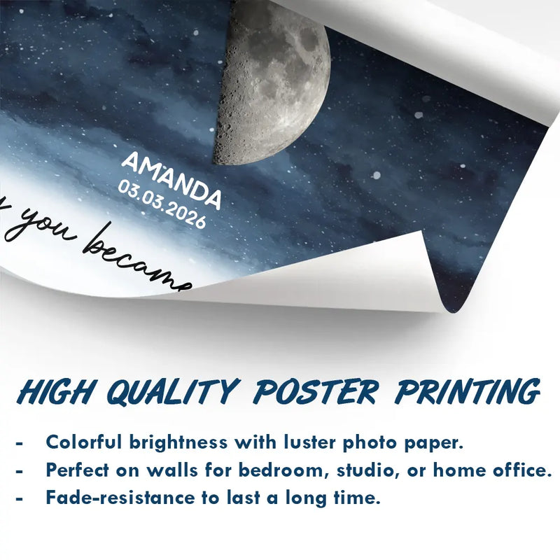 Love,Family,Parents,Gift For Grandparents,Gift For Mother,Gift For Father - Moon Phase The Day You Became Our Dad - Personalized Poster